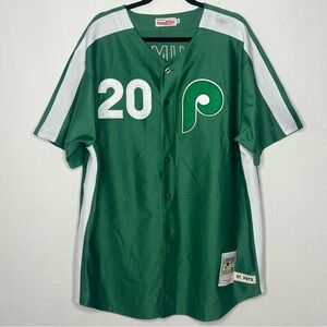 Vtg Mike Schmidt Philadelphia Phillies Green Jersey Mitchell & Ness St Pat Sz 52